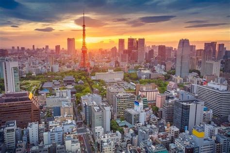 Tokyo city, sunset, buildings, aerial view wallpaper