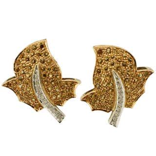 Esther Gallant Diamond Gold Earrings at 1stDibs | esther gallant jewelry