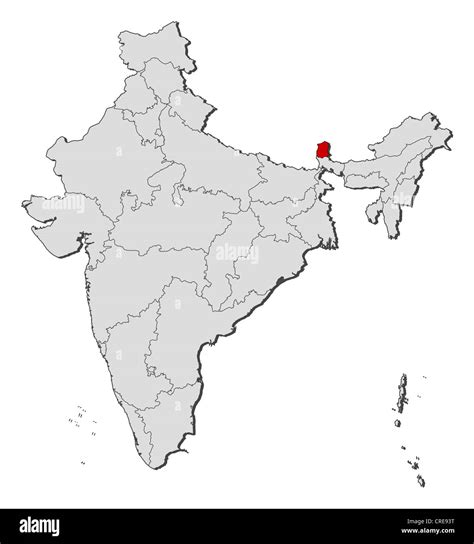 Political map of India with the several states where Sikkim is ...