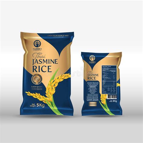 Rice Package Mockup Thailand Food Products, Vector Illustration Stock Vector - Illustration of ...