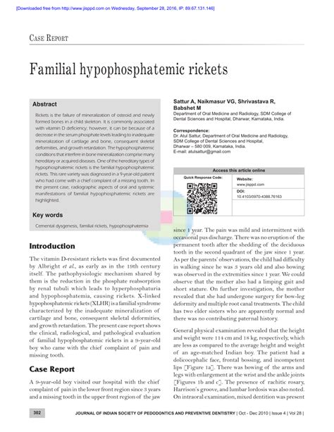 (PDF) Familial hypophosphatemic rickets | ResearchGate