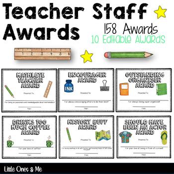 Fun Teacher and Staff Awards End Of Year by Little Ones And Me | TPT