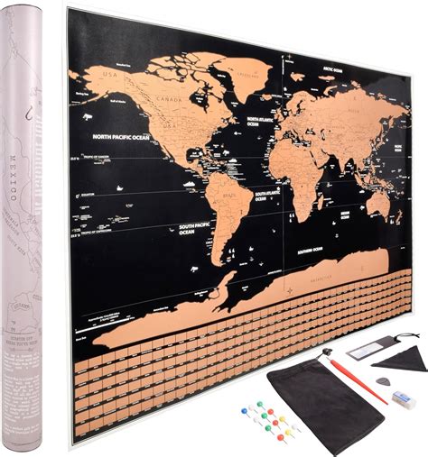 Amazon.com: Scratch Off World Map Poster - Gold and Black with All U.S ...