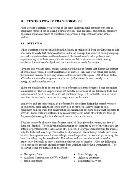 Substation Commissioning - Testing Power Transformers | PDF | Transformer | Electrical Impedance