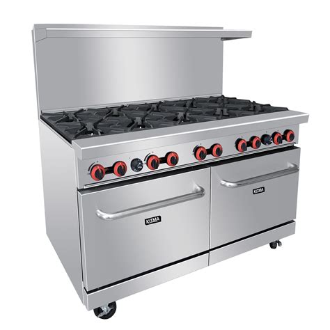 Commercial 60’’ Gas 10 Burner Range With 2 Standard Ovens - Kitma Heavy ...