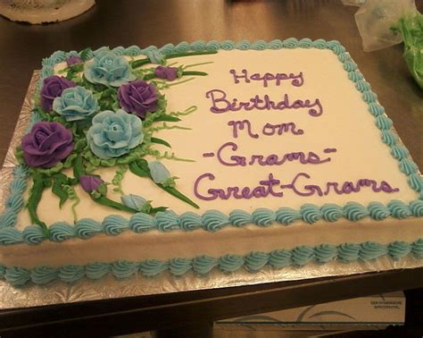 90th Birthday Sheet Cake Ideas and Designs with Blue and Purple Flowers