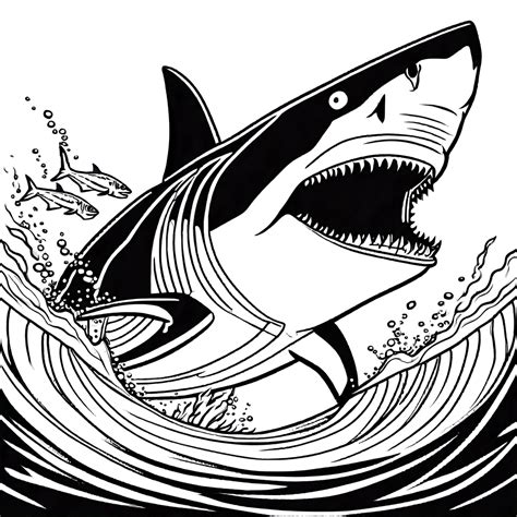 Megalodon shark underwater chase coloring page Lulu Pages