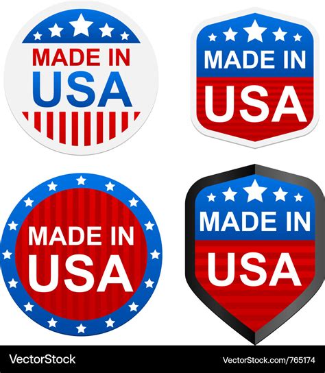 4 stickers - made in usa Royalty Free Vector Image