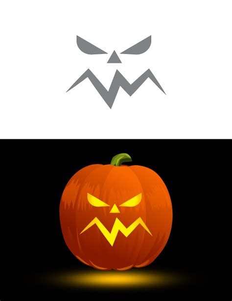 Printable Angry Face Pumpkin Stencil