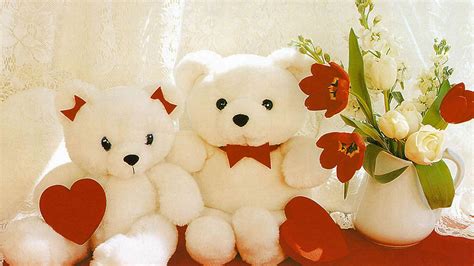 White Teddy Bears With Red Hearts HD Teddy Bear Wallpapers | HD ...