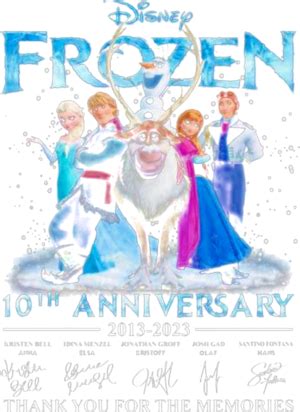 Disney Frozen 10th anniversary 2013 2023 Signatures Thank You For The Memories Shirt