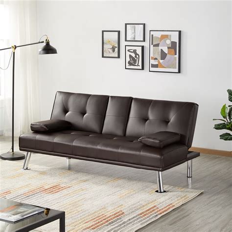 Yaheetech Modern Faux Leather Futon Sofa Bed Home Recliner Couch, Espresso - Walmart.com