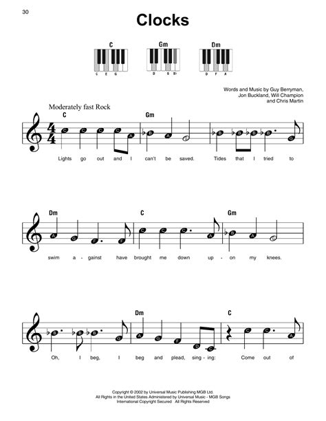 Coldplay - Clocks sheet music