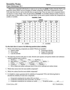 Solubility Rules Worksheet - Fill and Sign Printable Template Online