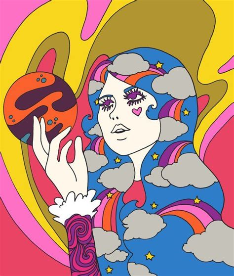 Far Out Girl Art Print Illustration by Dawn Aquarius via MercuryMagicians on Etsy | Psychadelic ...