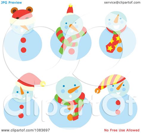 Clipart Snowman With Different Accessories - Royalty Free Vector Illustration by Cherie Reve ...