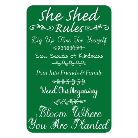 She Shed Rules Personal Gardening Sign | 4" x 6" | 904 Custom