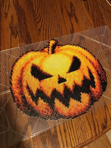 Halloween Pumpkin Beadsprite Diy Perler Bead Crafts, Perler Bead Templates, Diy Perler Beads ...