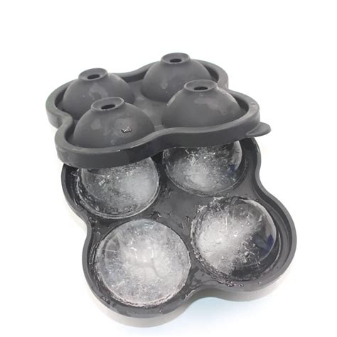 Whiskey Cocktail Ice Cube Tray 4 Large Mold Silicone Ice Ball Maker ...