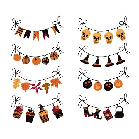 Halloween garland collection, for Halloween party. Vector illustration ...