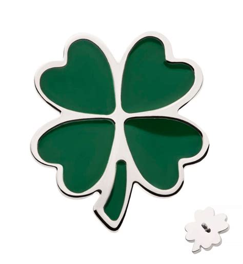 Green Lucky Clover Titanium Internally Threaded Top | UrbanBodyJewelry.com