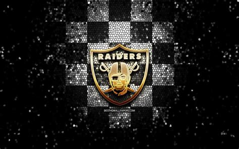 Download wallpapers Oakland Raiders, glitter logo, NFL, black white ...