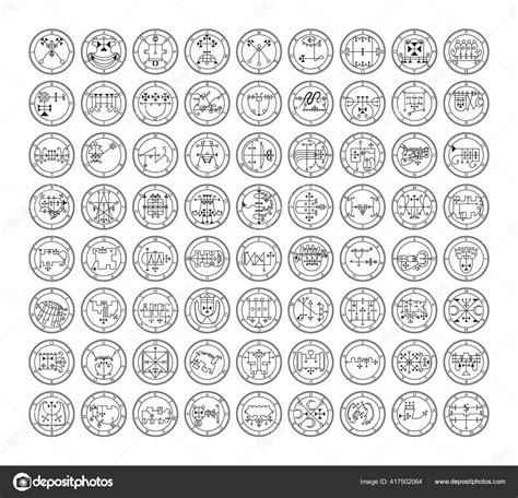 Collection of demon symbols and their sigils. Occult sings set. Vector illustration. Stock ...