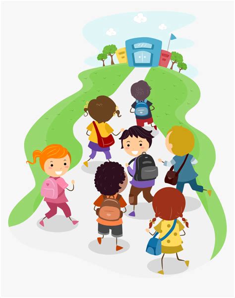 Transparent Enter Clipart - Children Going To School Clipart, HD Png ...