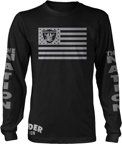 Raider Nation Raiders Flag Black Long Sleeve T-Shirt (New) Oakland ...