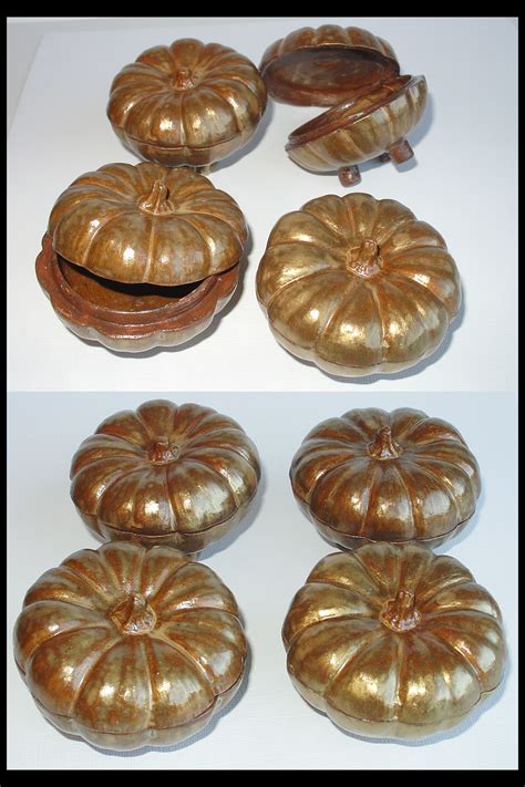 Fun ceramic pumpkins. Made a simple plaster-of-paris mold from a small ...