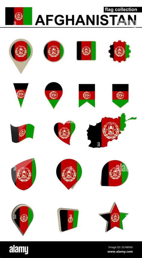 Afghanistan Flag Collection. Big set for design. Vector Illustration ...