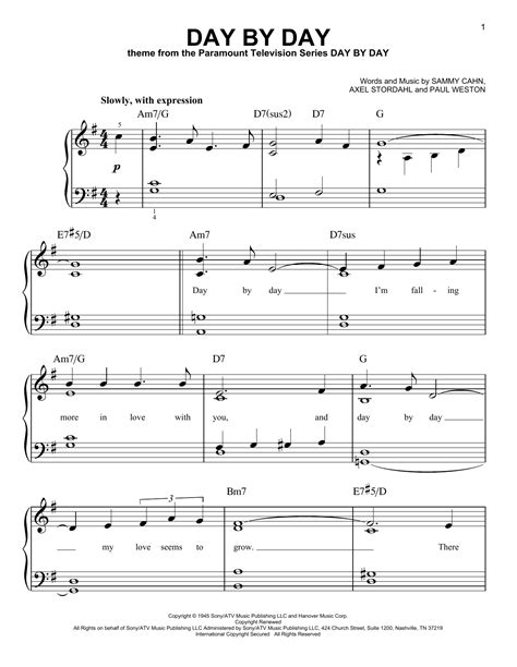 Day By Day by Frank Sinatra Sheet Music for Easy Piano at Sheet Music Direct