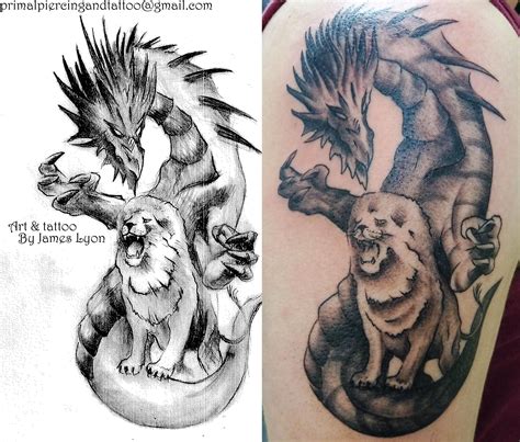 Dragon and lion | Lion dragon, Tattoos, Inspirational tattoos