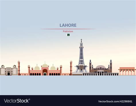 Lahore city skyline on colorful gradient Vector Image