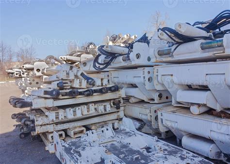 Mine equipment stockpiled at the mine yard 1239482 Stock Photo at Vecteezy