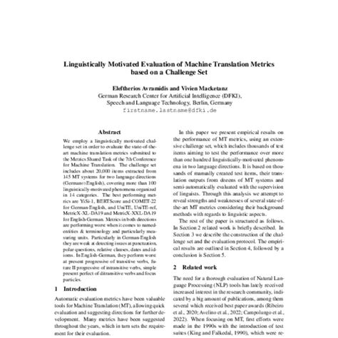 Linguistically Motivated Evaluation of Machine Translation Metrics ...