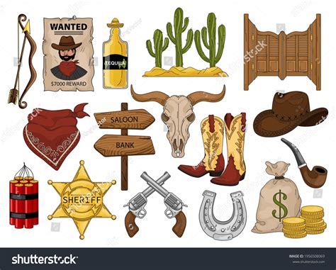 Wild West Vector Cartoon Set Icon Stock Vector (Royalty Free ...