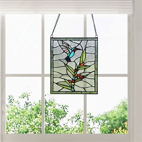 Hummingbird Stained Glass Window Panel