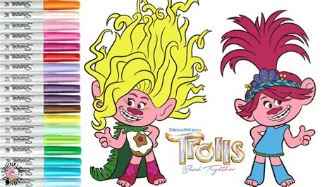 Trolls Band Together Coloring Book Pages Sisters Poppy and Viva - YouTube