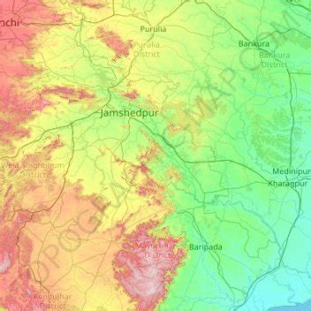 Subarnarekha River topographic map, elevation, terrain