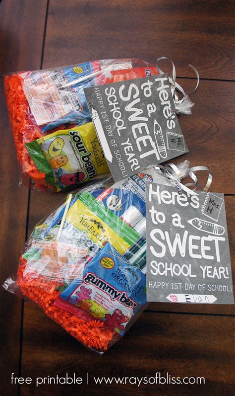 First Day of School Free Printable Here's to a SWEET School Year from Rays of Bliss