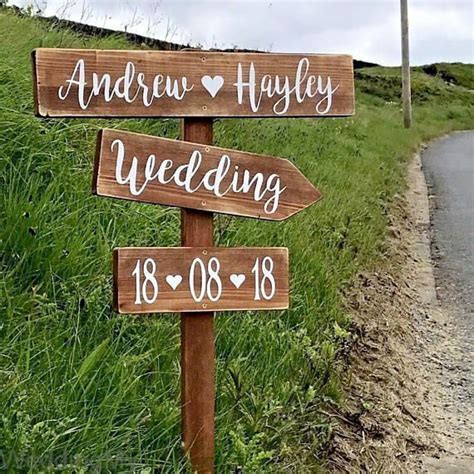 Large Wedding Signpost Rustic Wooden Personalised Wedding This Way ...