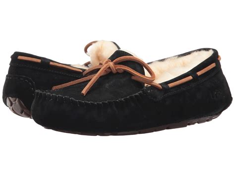 UGG Dakota (Black Suede) Women's Moccasin Shoes | Slippers.com - Shop Comfy