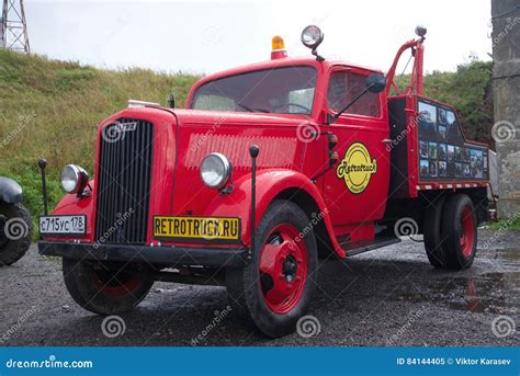 The Automobile Tow Truck on the Basis of the German Opel Blitz Truck. Festival of Retro ...