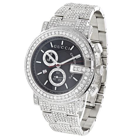 Diamond Gucci G-Chrono Watch for Men YA101309 101M Iced Out 15 Carats ...