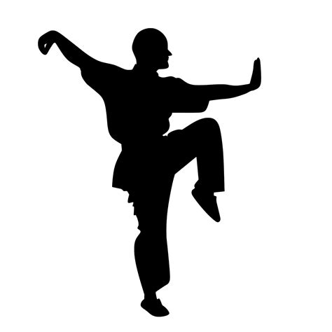 Illustration of Kung Fu pose silhouette