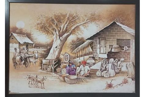 Pencil Sketch Of Indian Village Scenery