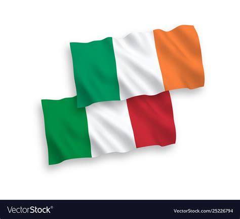 Flags italy and ireland on a white background Vector Image