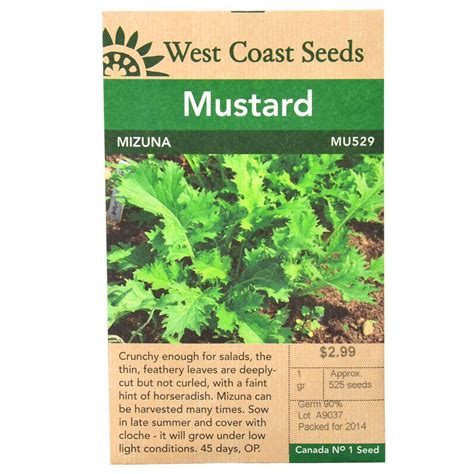 Mizuna Mustard Seeds | West Coast Seeds | Art's Nursery Ltd