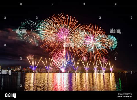 Australia Day Fireworks, Perth, Western Australia. The fireworks held in Perth are the largest ...